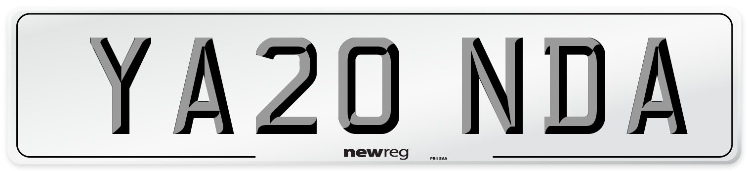 YA20 NDA Number Plate from New Reg